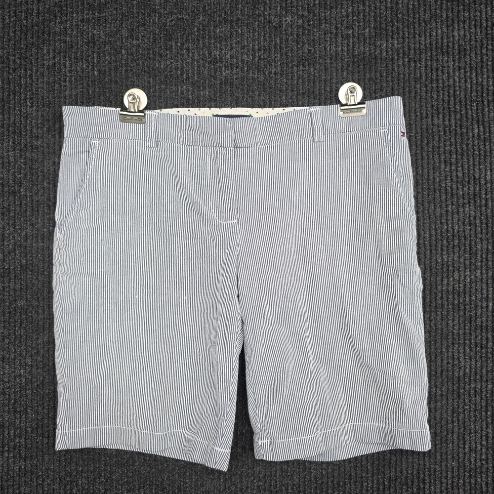 Tommy Hilfiger Womens Blue White Striped Chino Shorts Size 4 Seersucker Style